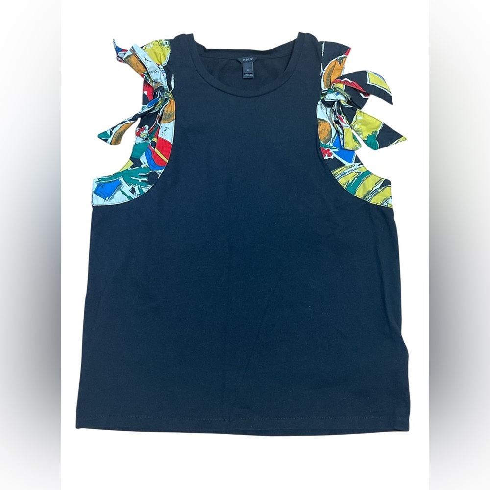 J. Crew Black Tank Top with Colorful Bow Accents